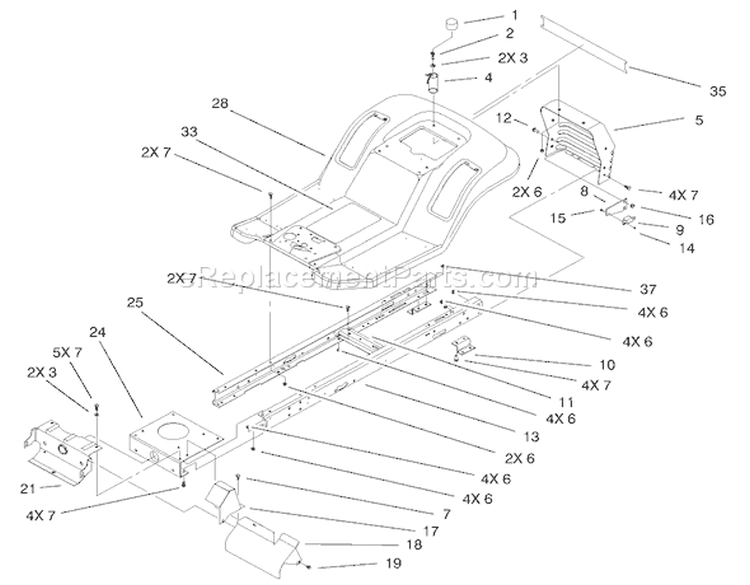 Frame & Body Assembly Diagram and Parts List for 71209 220010001-220999999 - 2002 Toro Lawn Tractor