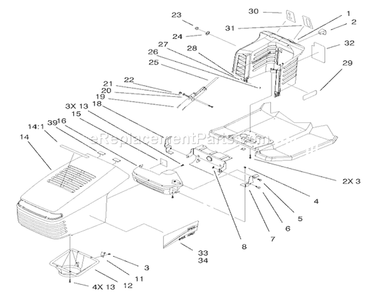 Hood & Tower Assembly Diagram and Parts List for 71209 220010001-220999999 - 2002 Toro Lawn Tractor