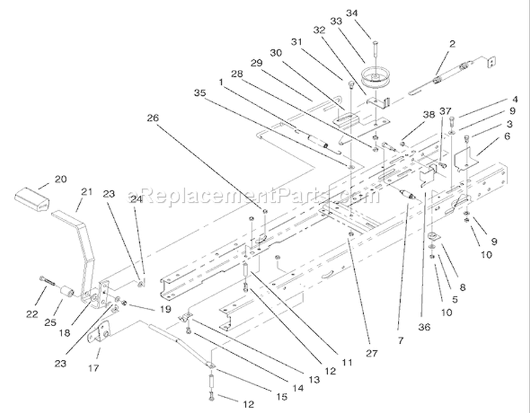 Traction Clutching Components Assembly Diagram and Parts List for 71209 220010001-220999999 - 2002 Toro Lawn Tractor