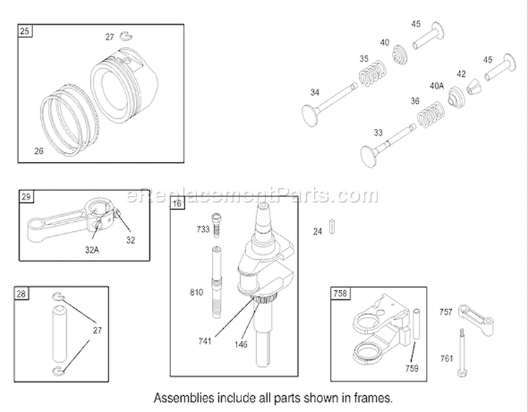 Crankshaft Assembly Engine Briggs and Stratton Model 28M707-1125-E1 Diagram and Parts List for 71209 230000001-230999999 - 2003 Toro Lawn Tractor