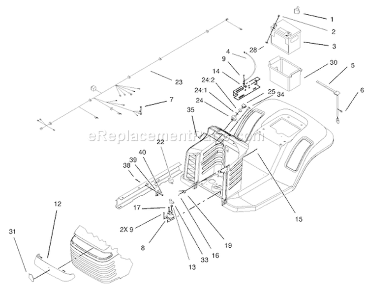 Electrical Component Assembly Diagram and Parts List for 71209 230000001-230999999 - 2003 Toro Lawn Tractor