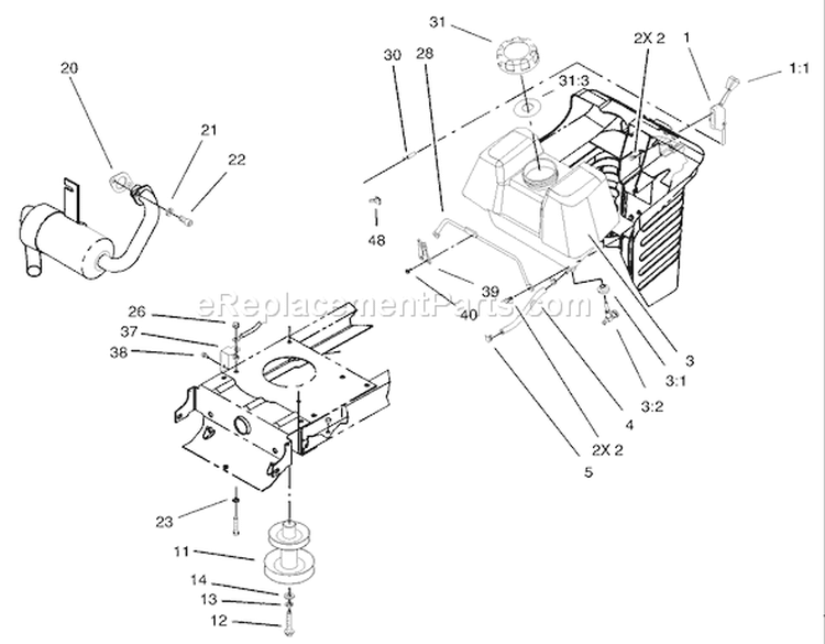 Engine Systems Components Assembly Diagram and Parts List for 71209 230000001-230999999 - 2003 Toro Lawn Tractor