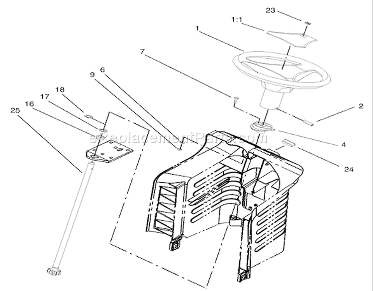 Fixed Steering Assembly Diagram and Parts List for 71209 230000001-230999999 - 2003 Toro Lawn Tractor