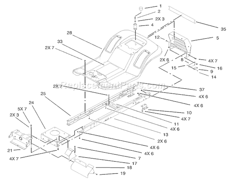 Frame and Body Assembly Diagram and Parts List for 71209 230000001-230999999 - 2003 Toro Lawn Tractor