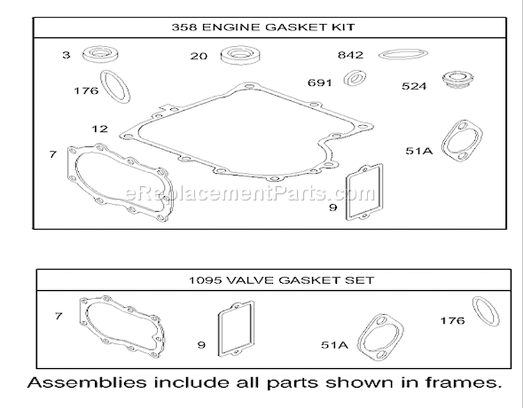 Gasket Assembly Engine Briggs and Stratton Model 28M707-1125-E1 Diagram and Parts List for 71209 230000001-230999999 - 2003 Toro Lawn Tractor