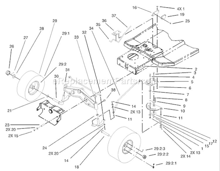 Steering Components Assembly Diagram and Parts List for 71209 230000001-230999999 - 2003 Toro Lawn Tractor