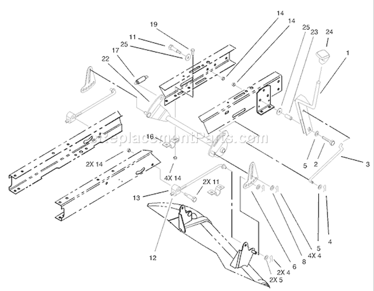 Height of Cut Assembly Diagram and Parts List for 71209 230000001-230999999 - 2003 Toro Lawn Tractor