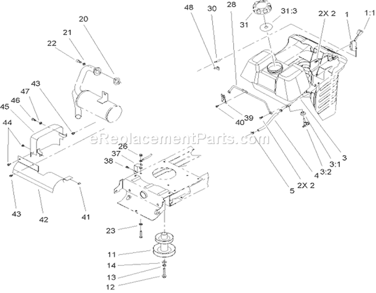 OHV Engine System Component Assembly Diagram and Parts List for 71209 240000001-240999999 - 2004 Toro Lawn Tractor