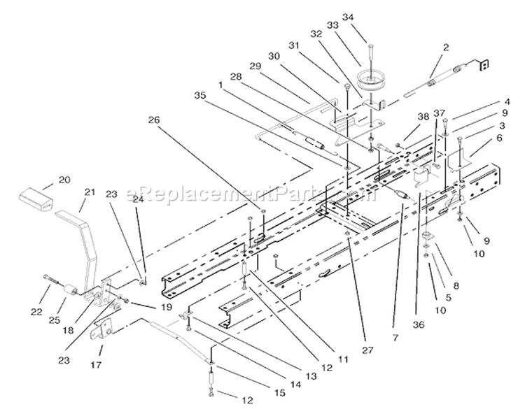 Traction Clutch Assembly Diagram and Parts List for 71209 230000001-230999999 - 2003 Toro Lawn Tractor