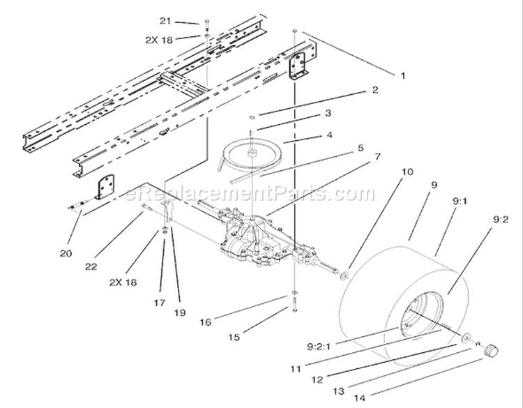 5 Speed Transaxle Assembly Diagram and Parts List for 71209 230000001-230999999 - 2003 Toro Lawn Tractor
