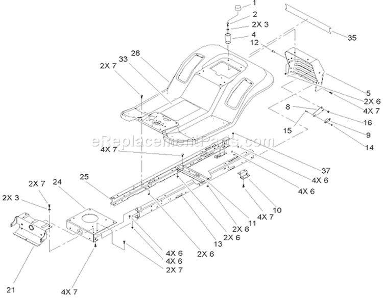 Frame and Body Assembly Diagram and Parts List for 71209 250000001-250005000 - 2005 Toro Lawn Tractor
