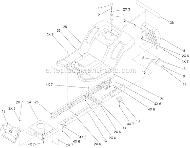 Frame and Body Assembly Diagram and Parts List for 71209 250005001-250999999 - 2005 Toro Lawn Tractor