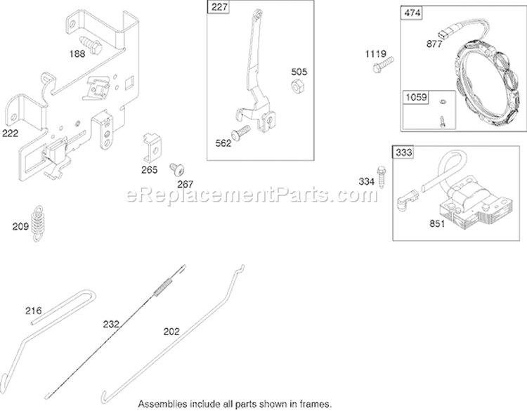 Governor Assembly Briggs and Stratton 219907-0170-E1 Diagram and Parts List for 71209 250005001-250999999 - 2005 Toro Lawn Tractor