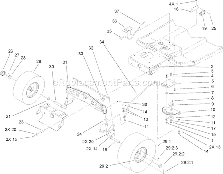 Steering Component Assembly Diagram and Parts List for 71209 250005001-250999999 - 2005 Toro Lawn Tractor