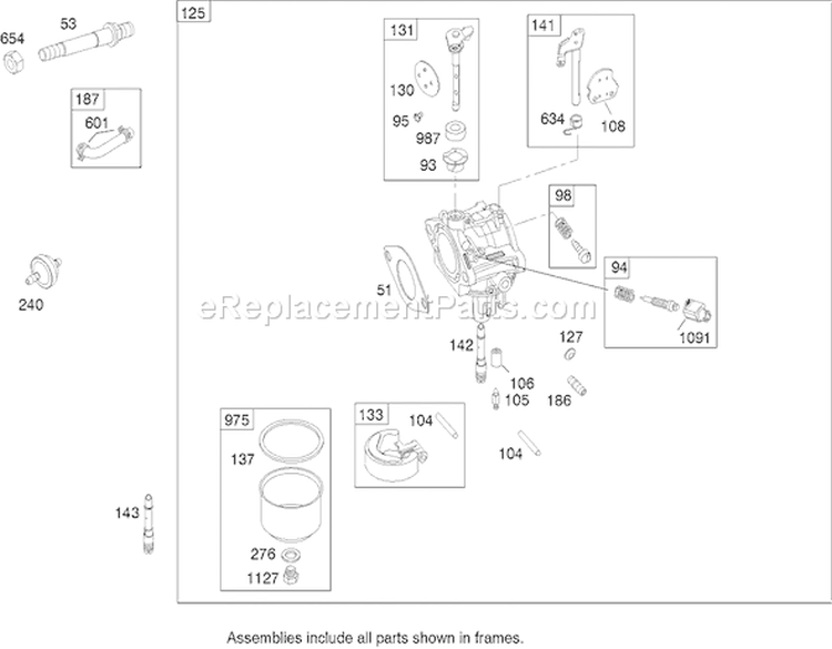 Carburetor Assembly Briggs and Stratton 219907-0170-E1 Diagram and Parts List for 71209 250005001-250999999 - 2005 Toro Lawn Tractor