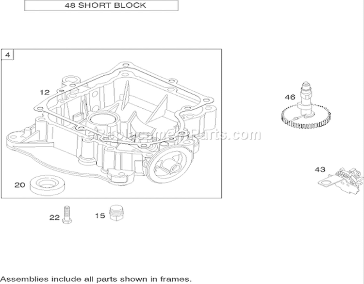 Crankcase Assembly Briggs and Stratton 219907-0170-E1 Diagram and Parts List for 71209 250005001-250999999 - 2005 Toro Lawn Tractor