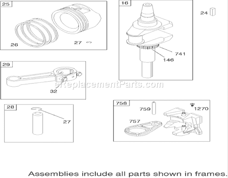Crankshaft Assembly Briggs and Stratton 219907-0170-E1 Diagram and Parts List for 71209 250005001-250999999 - 2005 Toro Lawn Tractor
