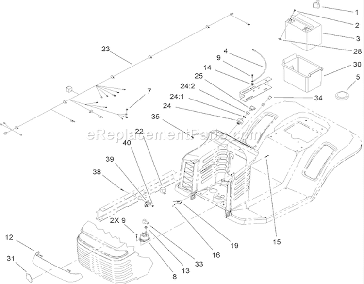Electrical Component Assembly Diagram and Parts List for 71209 250005001-250999999 - 2005 Toro Lawn Tractor