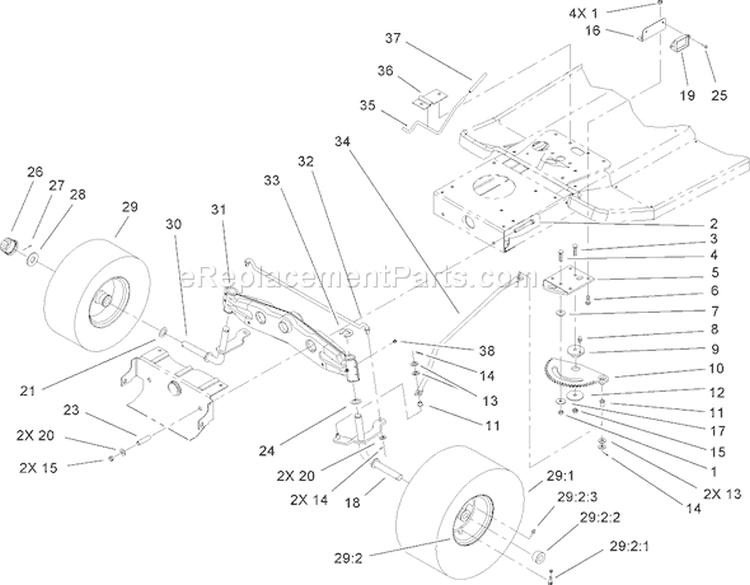 Steering Component Assembly Diagram and Parts List for 71209 260000001-260999999 - 2006 Toro Lawn Tractor