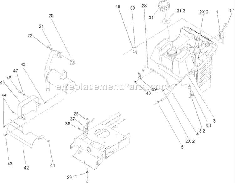 OHV Engine System Component Assembly Diagram and Parts List for 71209 250005001-250999999 - 2005 Toro Lawn Tractor
