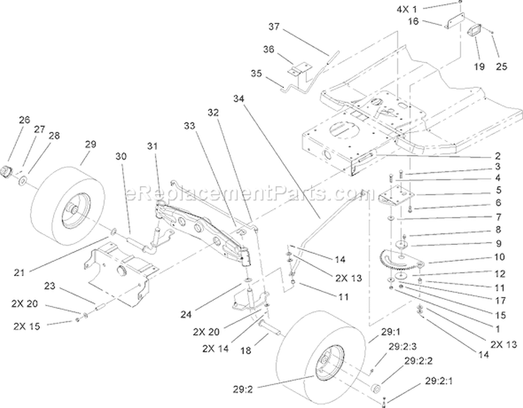 Steering Assembly Diagram and Parts List for 71209 280000001-280999999 - 2008 Toro Lawn Tractor