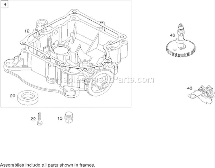 Crankcase Assembly Briggs and Stratton 21A907-0169-E1 Diagram and Parts List for 71209 250000001-250005000 - 2005 Toro Lawn Tractor