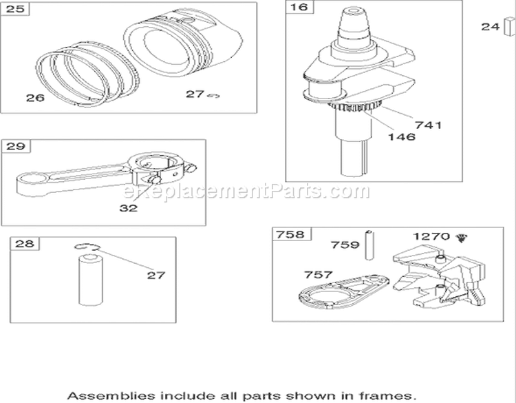 Crankshaft Assembly Briggs and Stratton 21A907-0169-E1 Diagram and Parts List for 71209 250000001-250005000 - 2005 Toro Lawn Tractor
