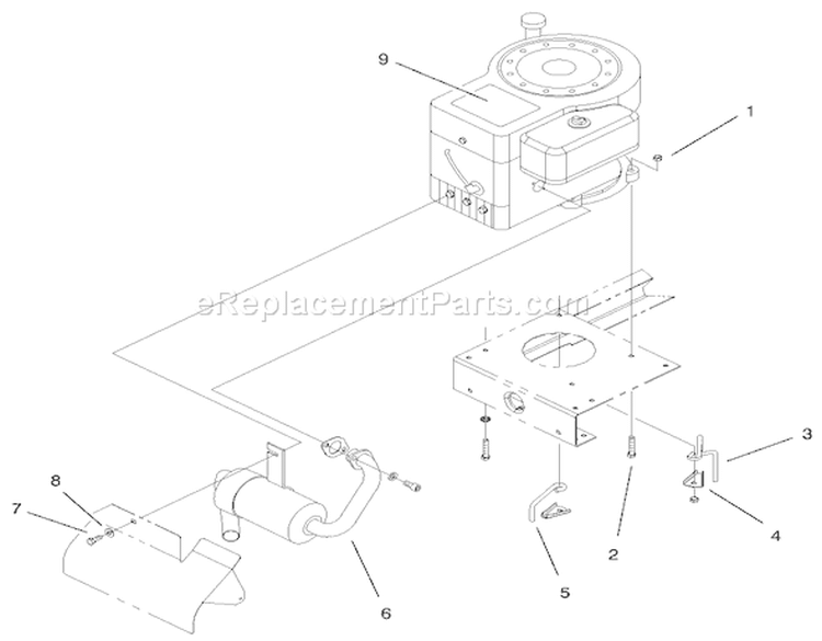 Engine System Components Assembly Diagram and Parts List for 71209 9900001-9999999 - 1999 Toro Lawn Tractor