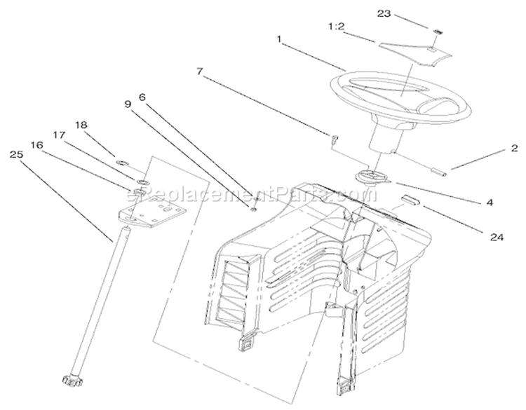 FixedSteering Assembly Diagram and Parts List for 71209 9900001-9999999 - 1999 Toro Lawn Tractor