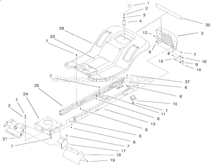 Frame & Body Assembly Diagram and Parts List for 71209 9900001-9999999 - 1999 Toro Lawn Tractor