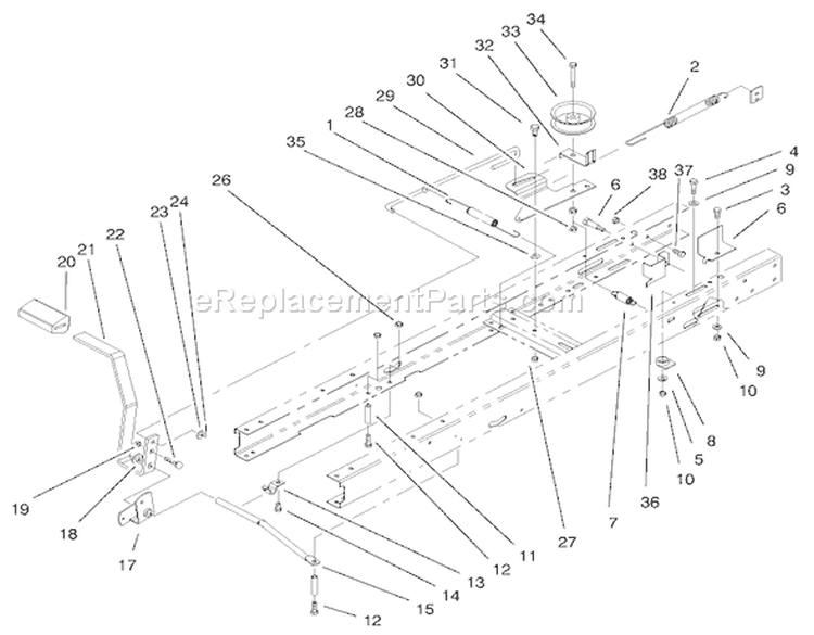 Traction Clutching Components Assembly Diagram and Parts List for 71209 9900001-9999999 - 1999 Toro Lawn Tractor