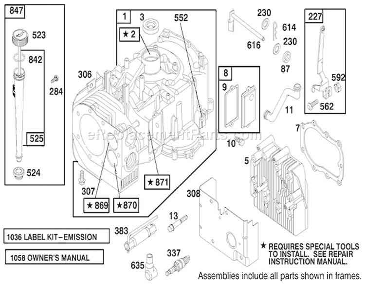 Engine Briggs & Stratton Model 28m707-1122-E1 Diagram and Parts List for 71209 9900001-9999999 - 1999 Toro Lawn Tractor