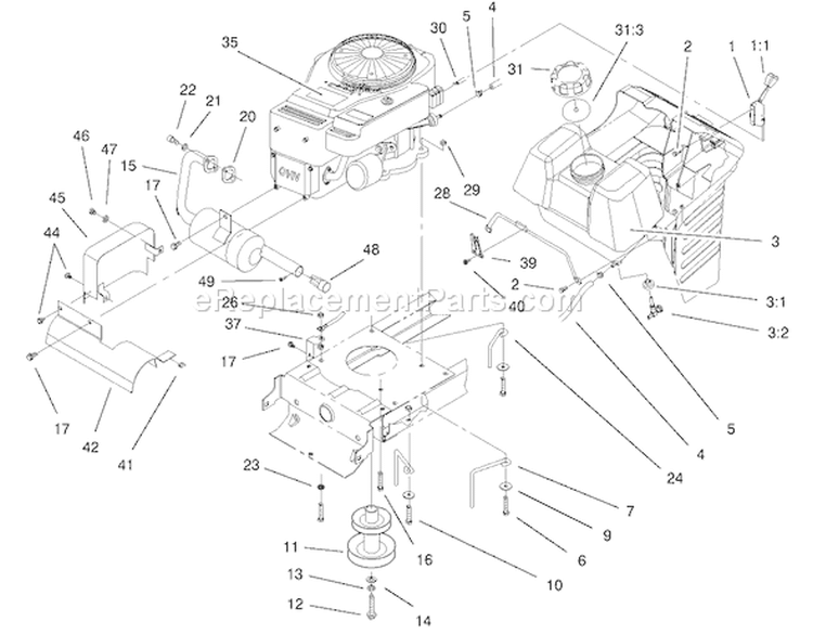 Engine Systems Components Assembly Diagram and Parts List for 71212 200000001-200999999 - 2000 Toro Lawn Tractor