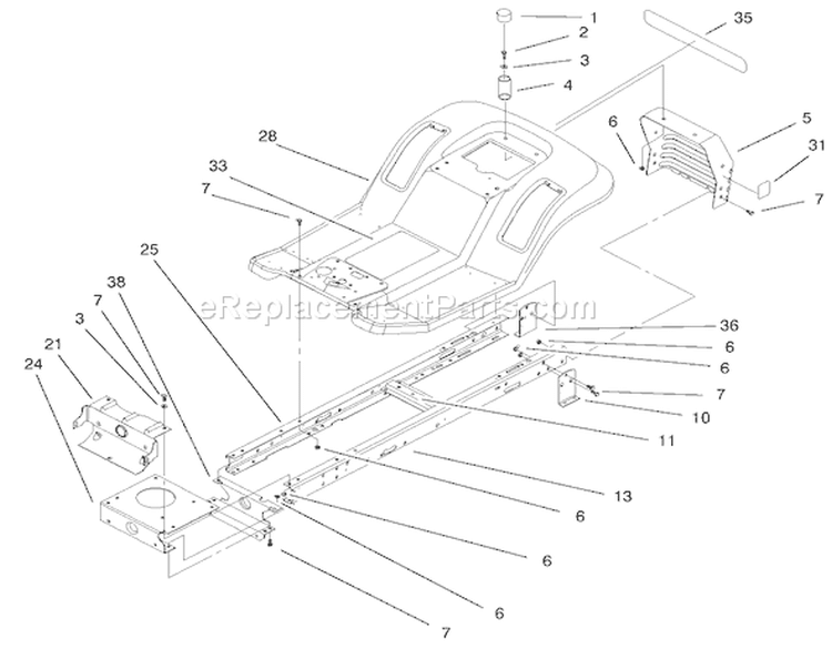 Frame & Body Assembly Diagram and Parts List for 71212 200000001-200999999 - 2000 Toro Lawn Tractor