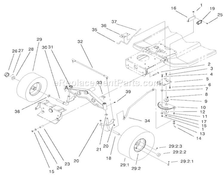 Steering Components Assembly Diagram and Parts List for 71212 200000001-200999999 - 2000 Toro Lawn Tractor