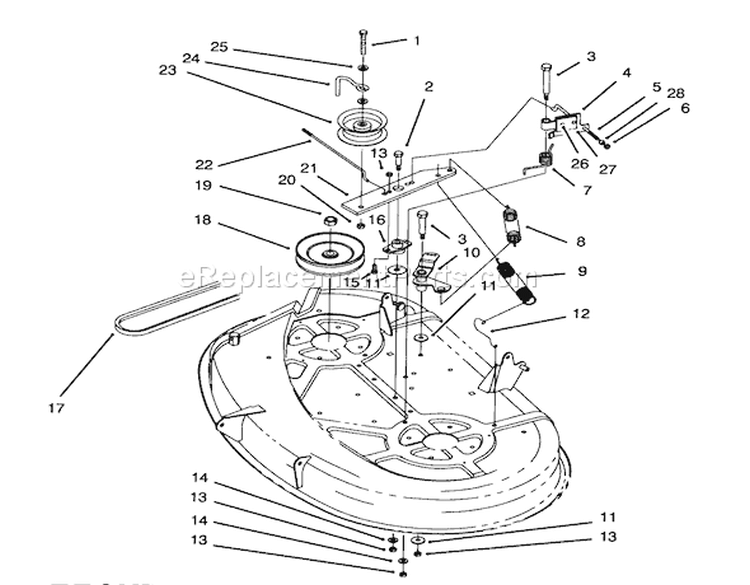 Brake Assembly (38" Cutting Unit) Diagram and Parts List for 71191 4900001-4999999 - 1994 Toro Lawn Tractor