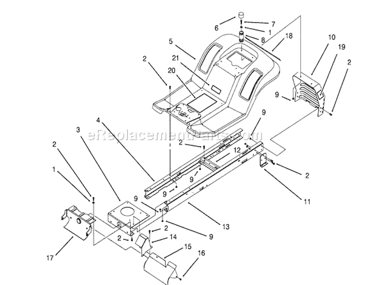 Frame Assembly Diagram and Parts List for 71191 4900001-4999999 - 1994 Toro Lawn Tractor