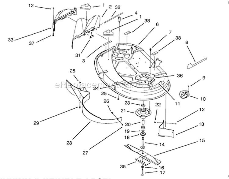 Housing & Spindle Assembly (38" Cutting Unit) (model No. 71191 Only) Diagram and Parts List for 71191 4900001-4999999 - 1994 Toro Lawn Tractor