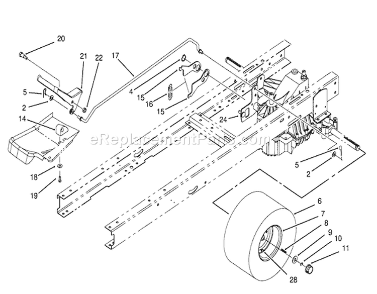 Speed Control & Rear Wheel Assembly Diagram and Parts List for 71191 4900001-4999999 - 1994 Toro Lawn Tractor