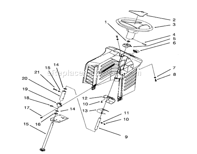 Steering Assembly Diagram and Parts List for 71191 4900001-4999999 - 1994 Toro Lawn Tractor