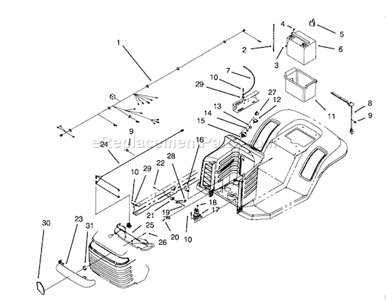 Electrical Assembly Diagram and Parts List for 71191 4900001-4999999 - 1994 Toro Lawn Tractor