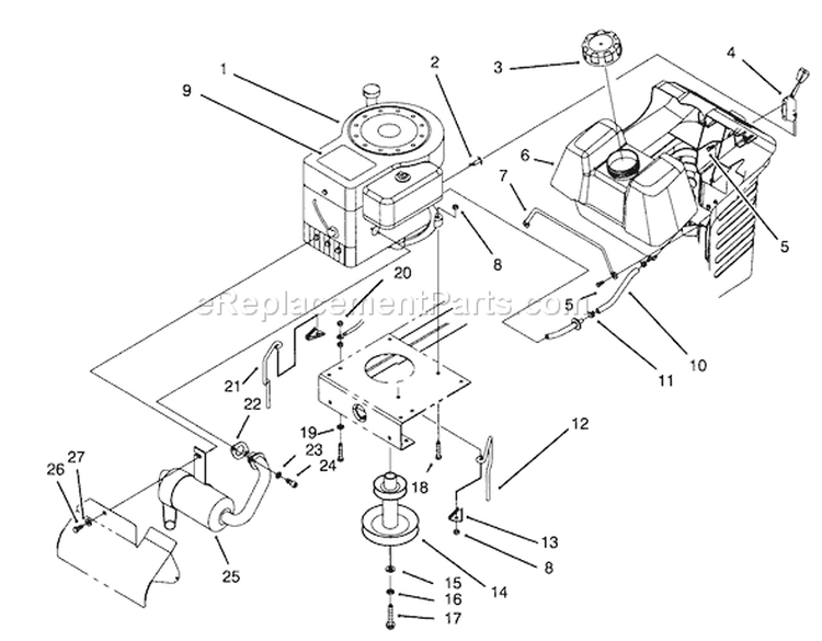 Engine Assembly Diagram and Parts List for 71191 4900001-4999999 - 1994 Toro Lawn Tractor