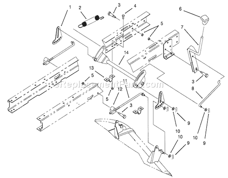 Height Of Cut Assembly Diagram and Parts List for 71191 5900001-5910000 - 1995 Toro Lawn Tractor