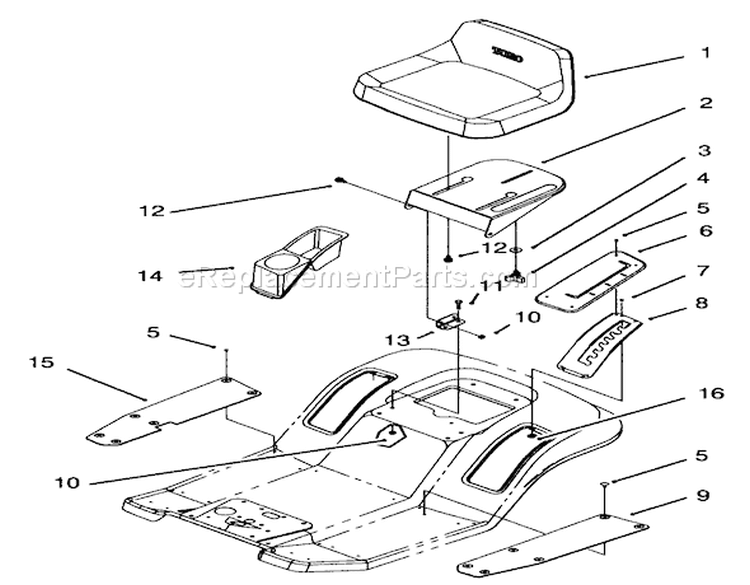 Seat Assembly Diagram and Parts List for 71191 5900001-5910000 - 1995 Toro Lawn Tractor