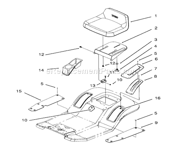 Seat Assembly Diagram and Parts List for 71213 59100001-59999999 - 1995 Toro Lawn Tractor