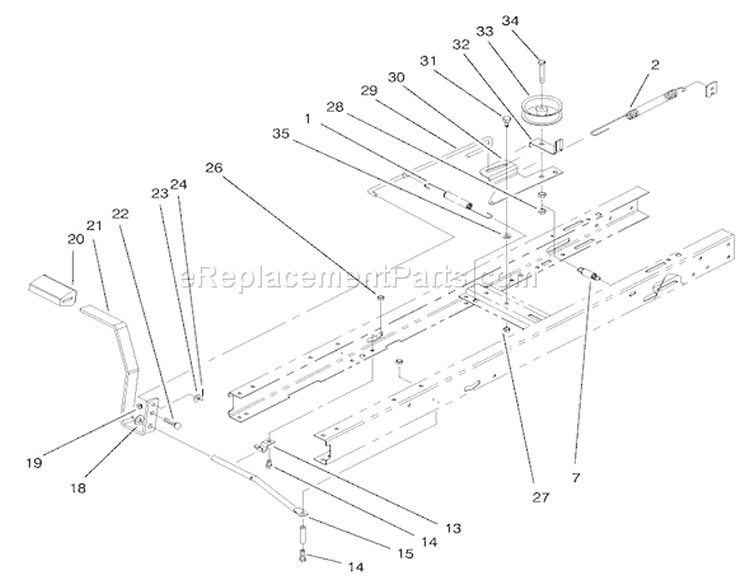 Clutch Assembly Diagram and Parts List for 71215 7900001-7999999 - 1997 Toro Lawn Tractor