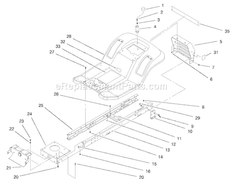 Frame Assembly Diagram and Parts List for 71215 7900001-7999999 - 1997 Toro Lawn Tractor