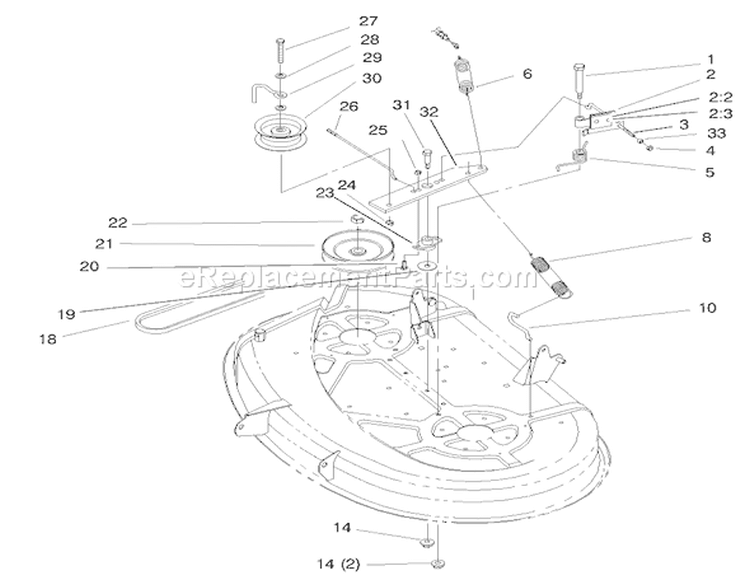 Pulley & Belt Assembly (38" Cutting Unit) Diagram and Parts List for 71215 7900001-7999999 - 1997 Toro Lawn Tractor