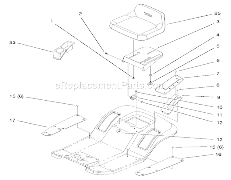 Seat Assembly Diagram and Parts List for 71215 7900001-7999999 - 1997 Toro Lawn Tractor