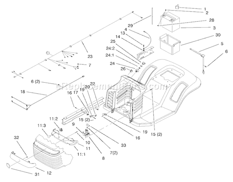 Electrical Assembly Diagram and Parts List for 71215 7900001-7999999 - 1997 Toro Lawn Tractor